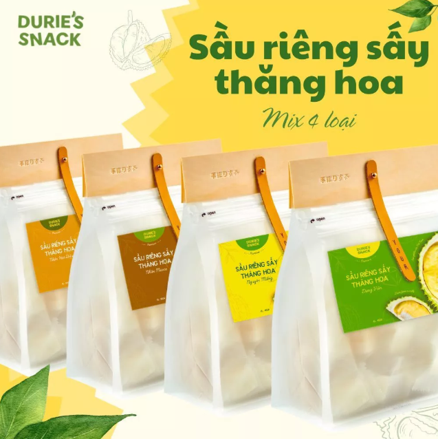 combo sầu riêng sấy mix 4 vị duries snack