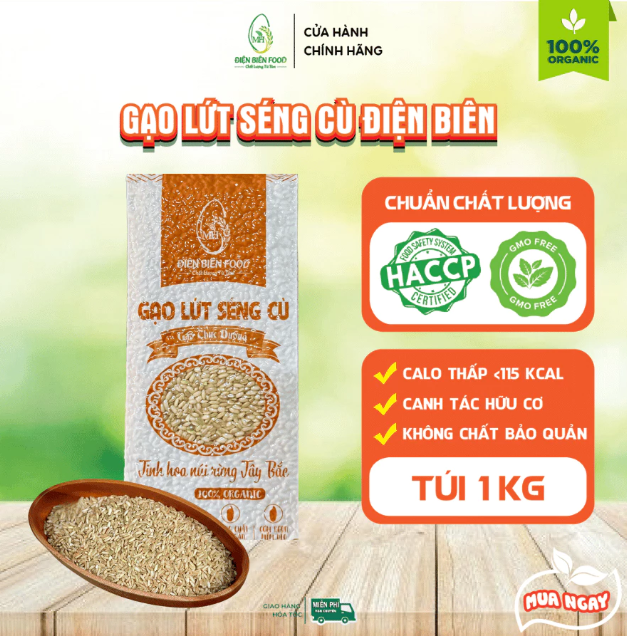 gạo lứt séng cù điện biên 5kg đóng gói hút chân không