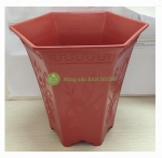 Chậu Nhựa Trồng Hoa, Cây Cảnh Lục Giác LGC280  Màu Đỏ