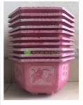 10 Chậu Nhựa Trồng Hoa Cây Cảnh KT: 250x150 Lục Giác Màu Hồng
