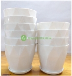 10 Chậu Nhựa Tròn Cạnh 155x130 Có Kèm Đĩa Lót - Nhựa Đức Minh