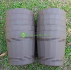 10 Chậu nhựa Thùng Gỗ tròn No.3 (200x190), KT 20x19cm (miệng x cao), Nhựa VM Plastic