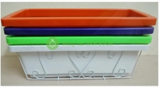 ComBo 5 GIỎ SẮT Số 3, HCN, Màu Trắng + 5 Máng Ngắn, KT 48X20X16CM