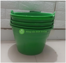 5 Xô Nhựa Xanh Lá Cây Đa Năng – Dùng Đựng Nước, Tưới Cây, Xách Hồ, Xách Vữa, Đựng Đồ – Kích Thước 28x18cm, Có Quai Xách