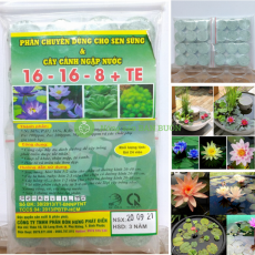PHÂN CHUYÊN DÙNG CHO SEN SÚNG & CÂY CẢNH NGẬP NƯỚC 16-16-8+TE khối lượng tịnh: gói 24 viên. 