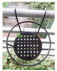 Giỏ Sắt Treo Chậu Hoa Ban Công Hình Tròn - Màu Cà Phê