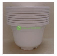 10 Chậu Nhựa Trồng Hoa, Cây Cảnh A280x190 Đức Minh Hình Tròn Màu Trắng 