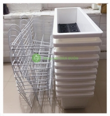 Combo 10 Giá sắt Số 1 HCN KT 64x21x18Cm - Màu Trắng +10 Máng Đại Trắng 67X24X19Cm - Màu Trắng