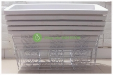 Combo 5 Giỏ Sắt Số 2, HCN, KT 56x18x15Cm - Màu Trắng + 5 Máng Số 2 (Máng Trung), KT 60X20X16Cm - Màu Trắng
