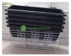 Combo 5 Giá sắt Số 1 HCN 64x21x18Cm - Màu Trắng + 5 máng Đại Đen 67X24X19Cm - Màu Đen