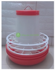 3 Máng Ăn Đại Đế Đỏ, Máng ăn Cho Gia Cầm (Gà, Vịt, Ngan, Ngỗng, Chim...) Chia ô, Có Móc Treo, ĐK Đế 45 cm, Chiều cao 30 cm