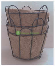 3 Chậu Sơ Dừa Khung Sắt Kích Thước 23x20 cm (ĐK Miệng x Cao) Trồng Hoa, Cây Cảnh