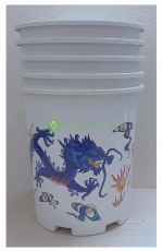 5 Chậu Nhựa Trồng Hoa Cây Cảnh Long Phụng 21 (Rồng Phượng 21) - Kích Thước 24x26,5 Cm (ĐK Miệng x Cao) SX bởi Nhuavietnam.Com