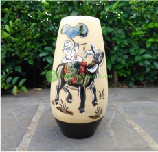 Bình cắm hoa, Bình trang trí nhà cửa, Chất liệu gốm sứ Bát Tràng, KT: 21x7cm, MH: BẦU_NHỎ_01