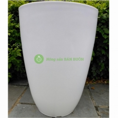 Chậu Nhựa Bom Trơn 350x470, KT: 34x47 (ĐK Miệng x Cao) Cm, Hình Tròn, Màu TRẮNG Trồng Hoa, Cây Cảnh, Sản Xuất: Binh Thuan Holdings